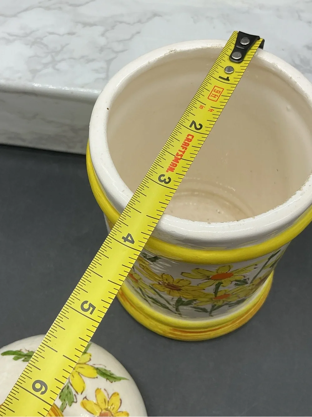 Ceramic Yellow Daisy Kitchen Storage Canister - Vintage Sears